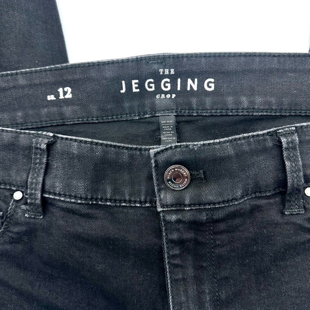 White House Black Market Crop Black Jegging Jeans 12 Women’s - Picture 4 of 6